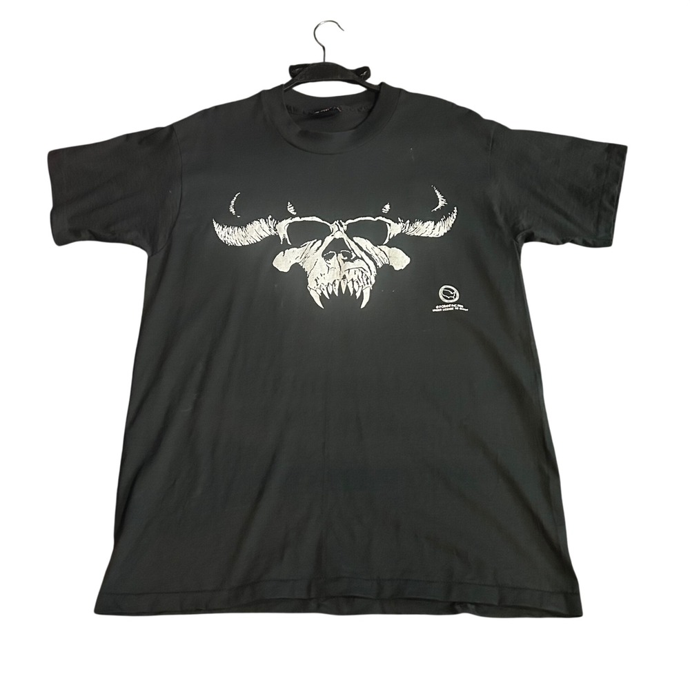 Vintage 1988 Danzig Band T-Shirt Giant Tag Skull Graphic Black Large